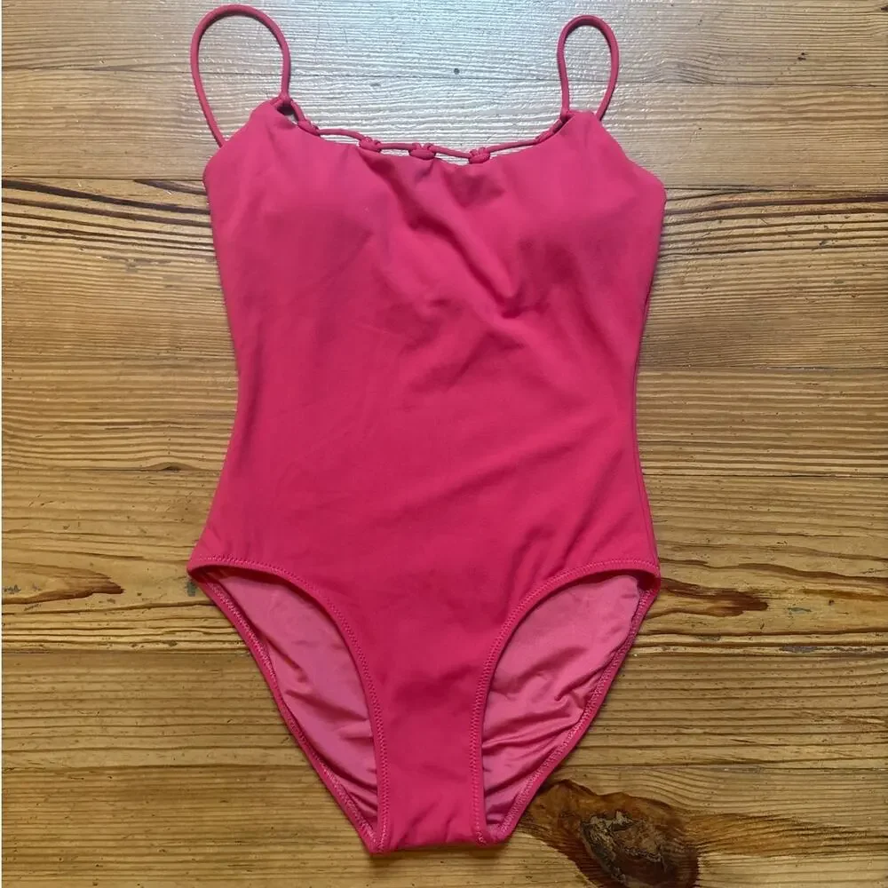 Sperry red crochet neckline‎ adjustable full coverage one piece swimsuit SIZE S